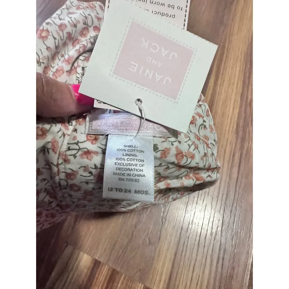 Janie and Jack Reversible Pink Floral Bucket Hat